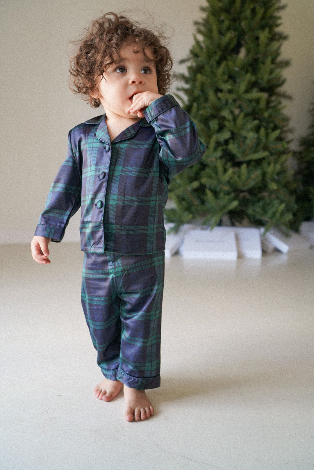 Children's Navy Green Plaid