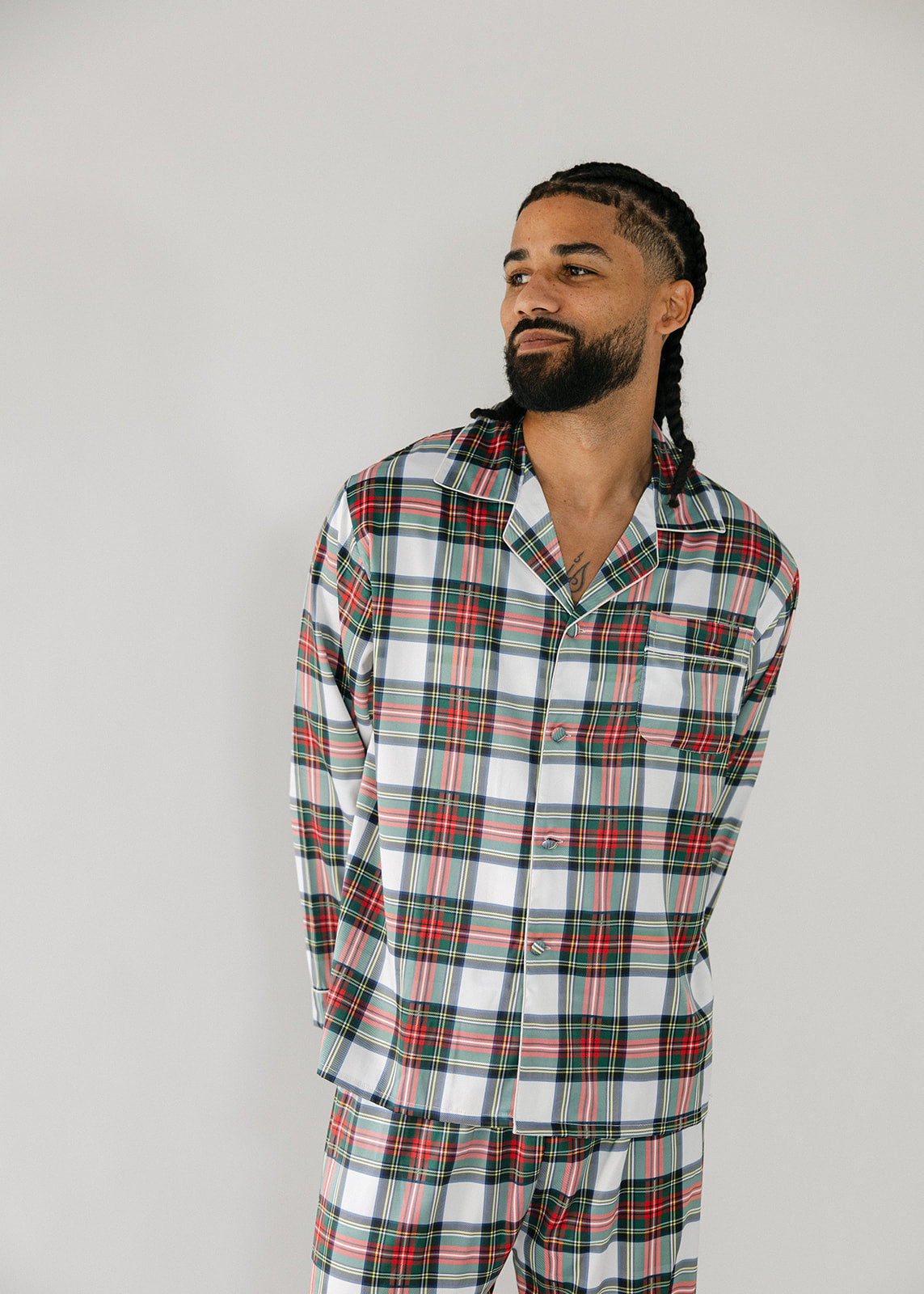 Men's White Holiday Plaid