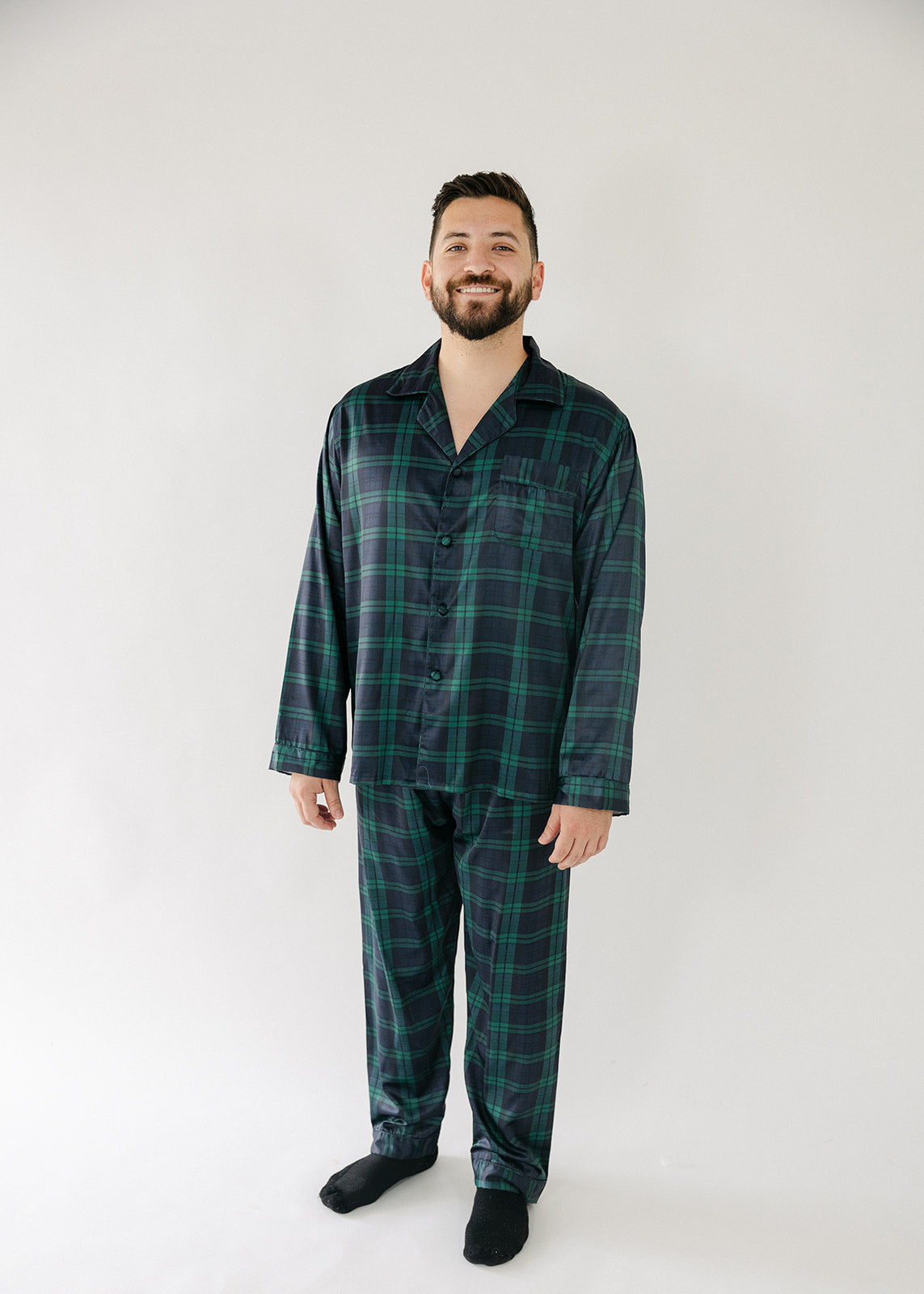 Men's Navy Green Plaid