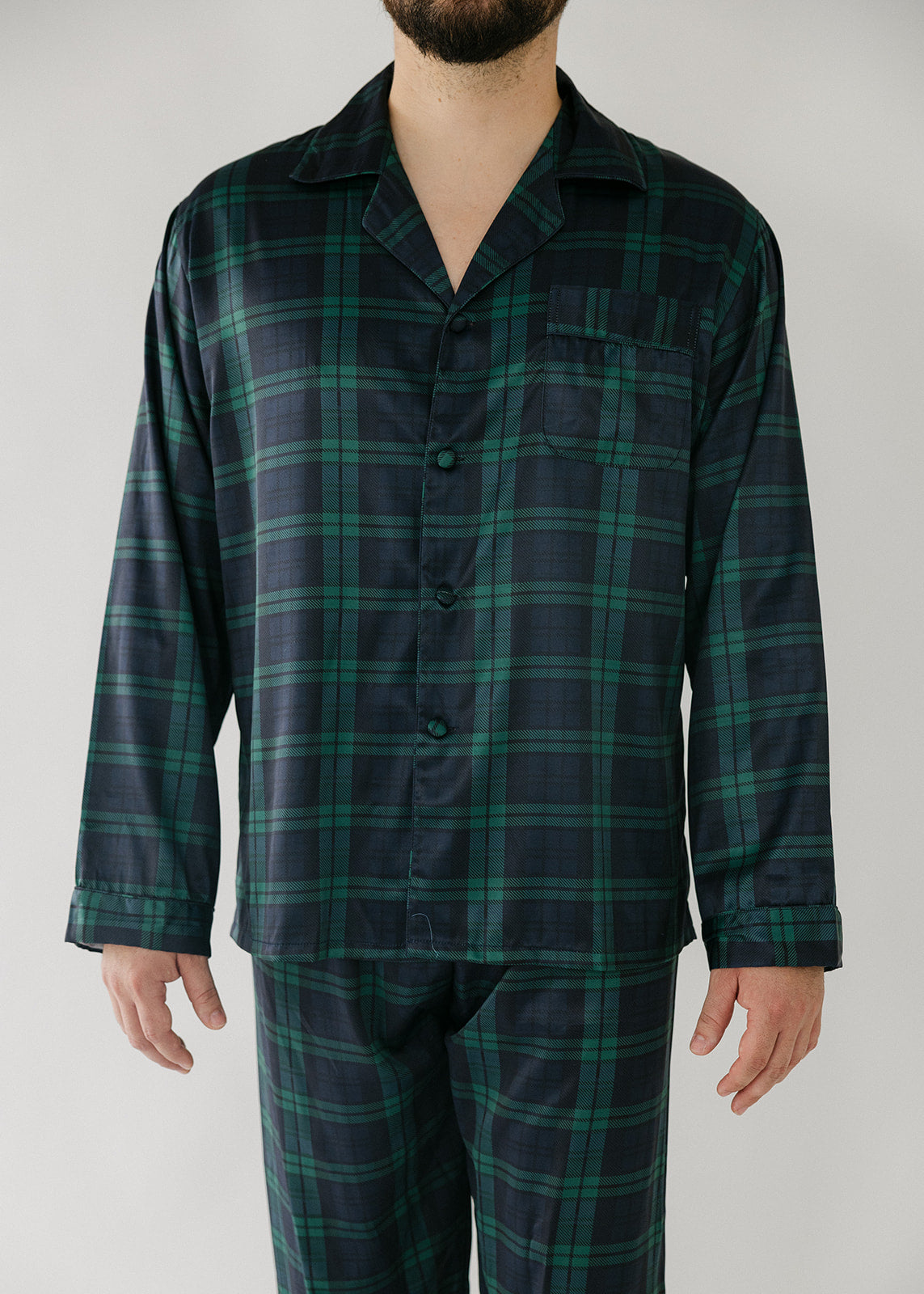 Men's Navy Green Plaid