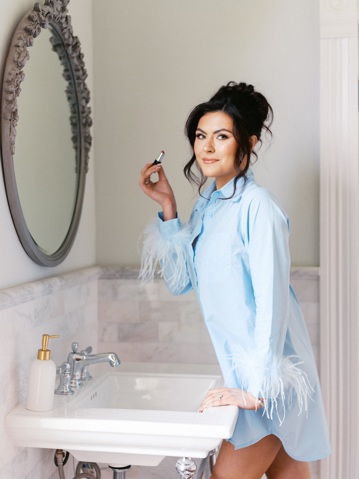 PREORDER The Feather Shirt Dress - Blue