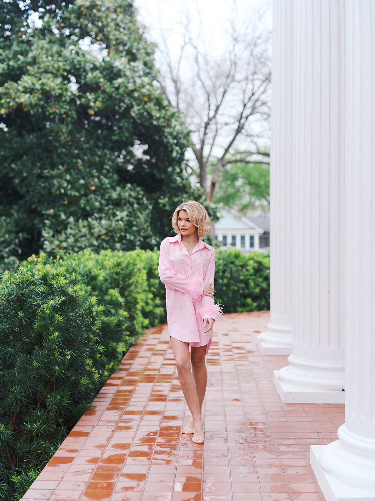 PREORDER The Feather Shirt Dress - Pink
