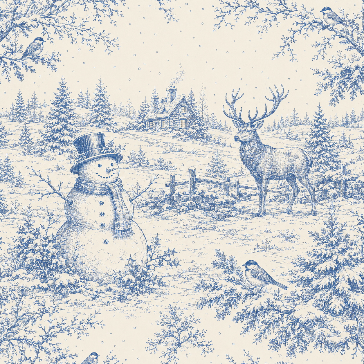 Frost Blue Toile