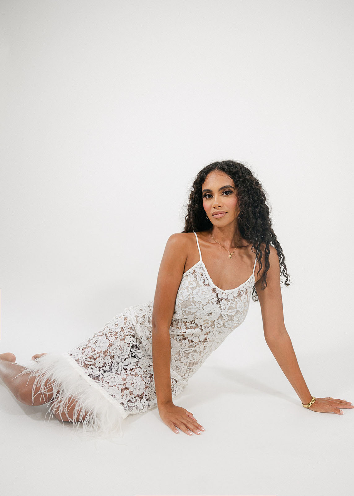 Lace Whispers Dress in Cloud BON VIVIANN Lace Whispers Dress in Cloud BON VIVIANN