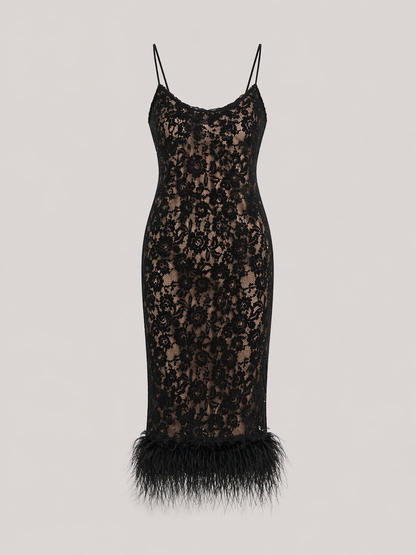 Lace Whispers Dress in Black