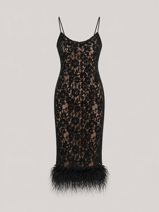 Lace Whispers Dress in Black